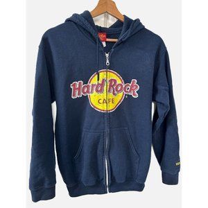 Hard Rock Cafe Washington DC HRC Dark Blue Full Zip Hoodie Sweatshirt Size Small
